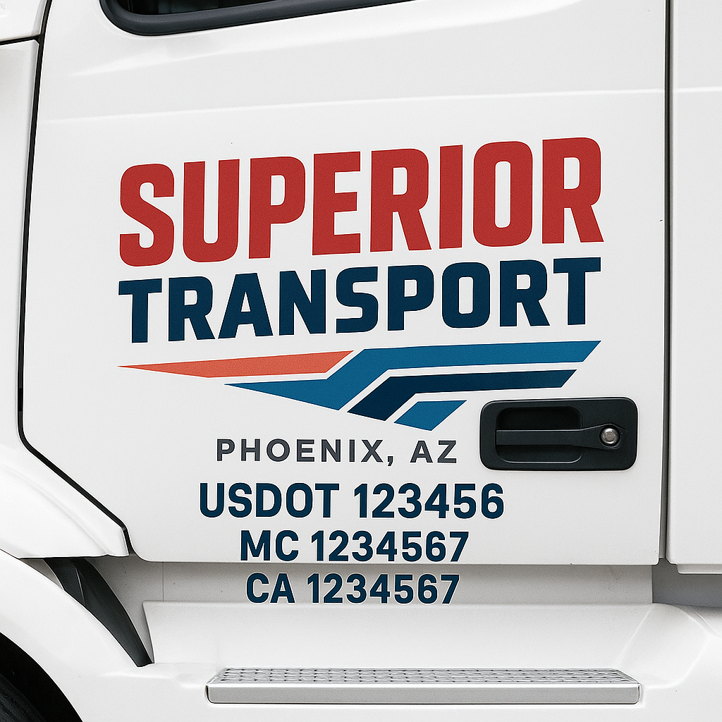 Truck Door Decal Sticker Lettering Signs With Location, USDOT, MC, CA, KYU, VIN, GVW (2-Pack)