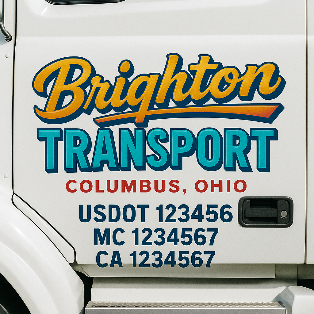 Truck Door Decal Sticker Lettering Signs With Location, USDOT, MC, CA, KYU, VIN, GVW (2-Pack)