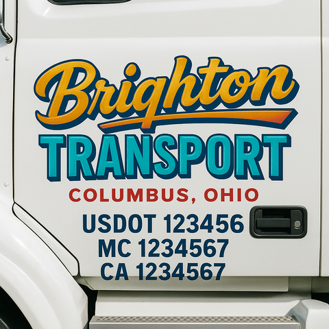 Truck Door Decal Sticker Lettering Signs With Location, USDOT, MC, CA, KYU, VIN, GVW (2-Pack)