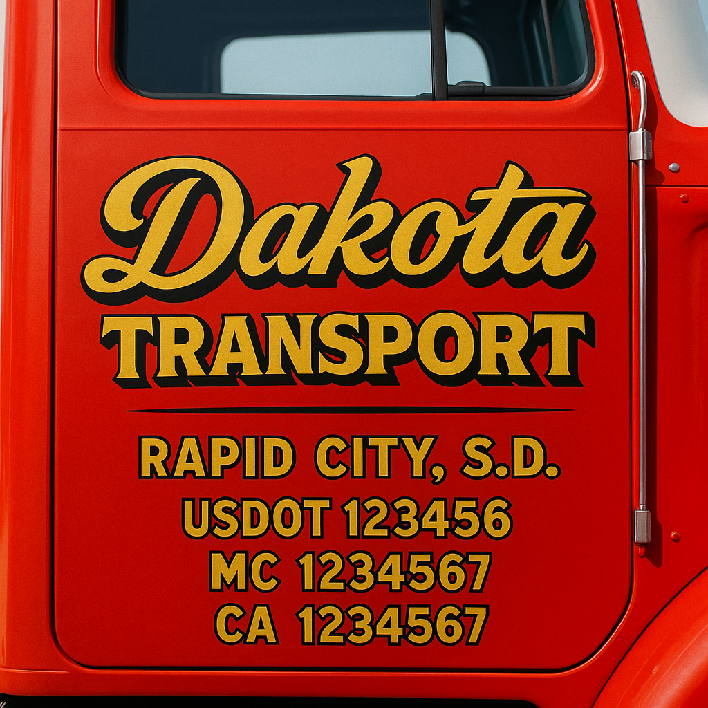 Truck Door Decal Sticker Lettering Signs With Location, USDOT, MC, CA, KYU, VIN, GVW (2-Pack)
