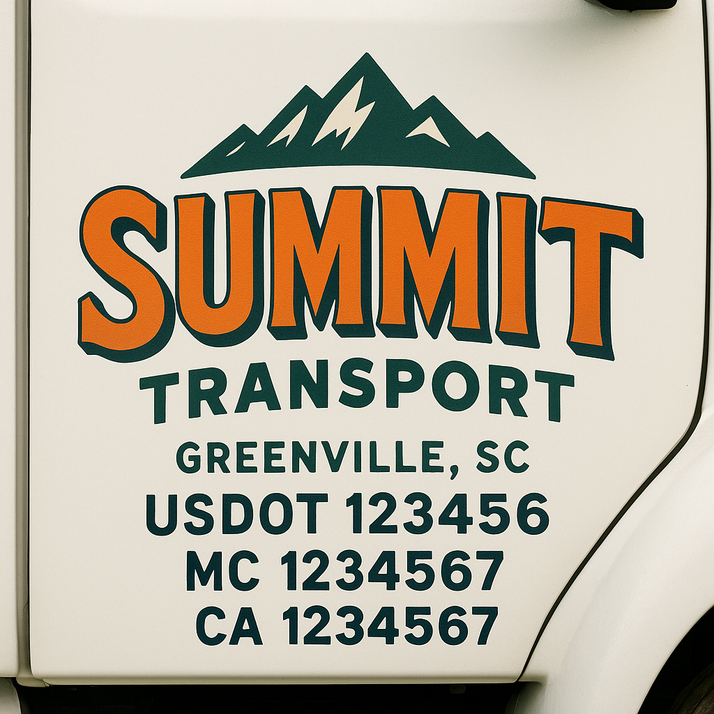 Truck Door Decal Sticker Lettering Signs With Location, USDOT, MC, CA, KYU, VIN, GVW (2-Pack)