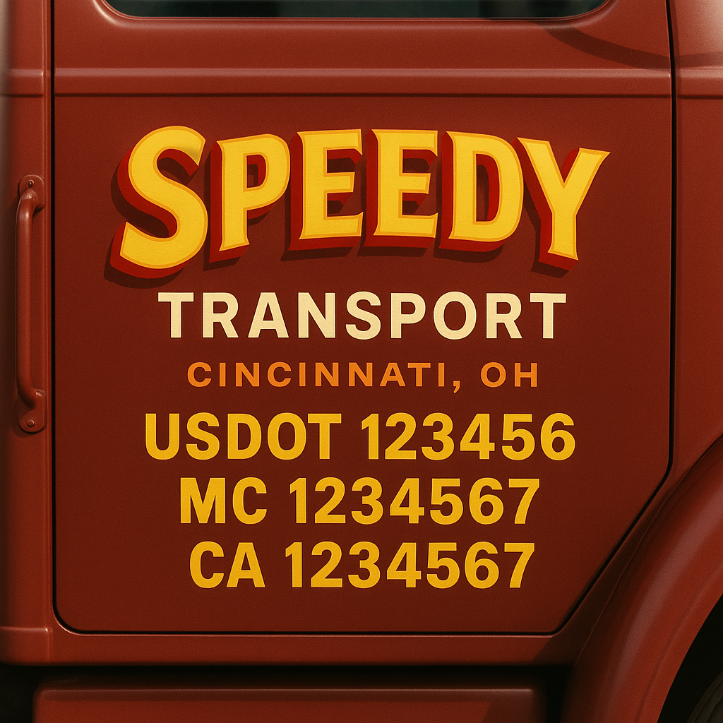 Truck Door Decal Sticker Lettering Signs With Location, USDOT, MC, CA, KYU, VIN, GVW (2-Pack)