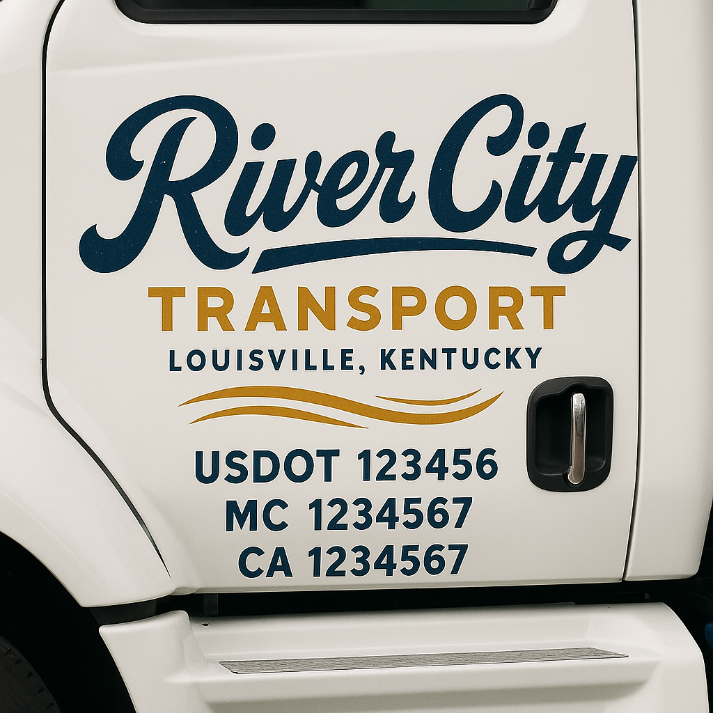 Truck Door Decal Sticker Lettering Signs With Location, USDOT, MC, CA, KYU, VIN, GVW (2-Pack)