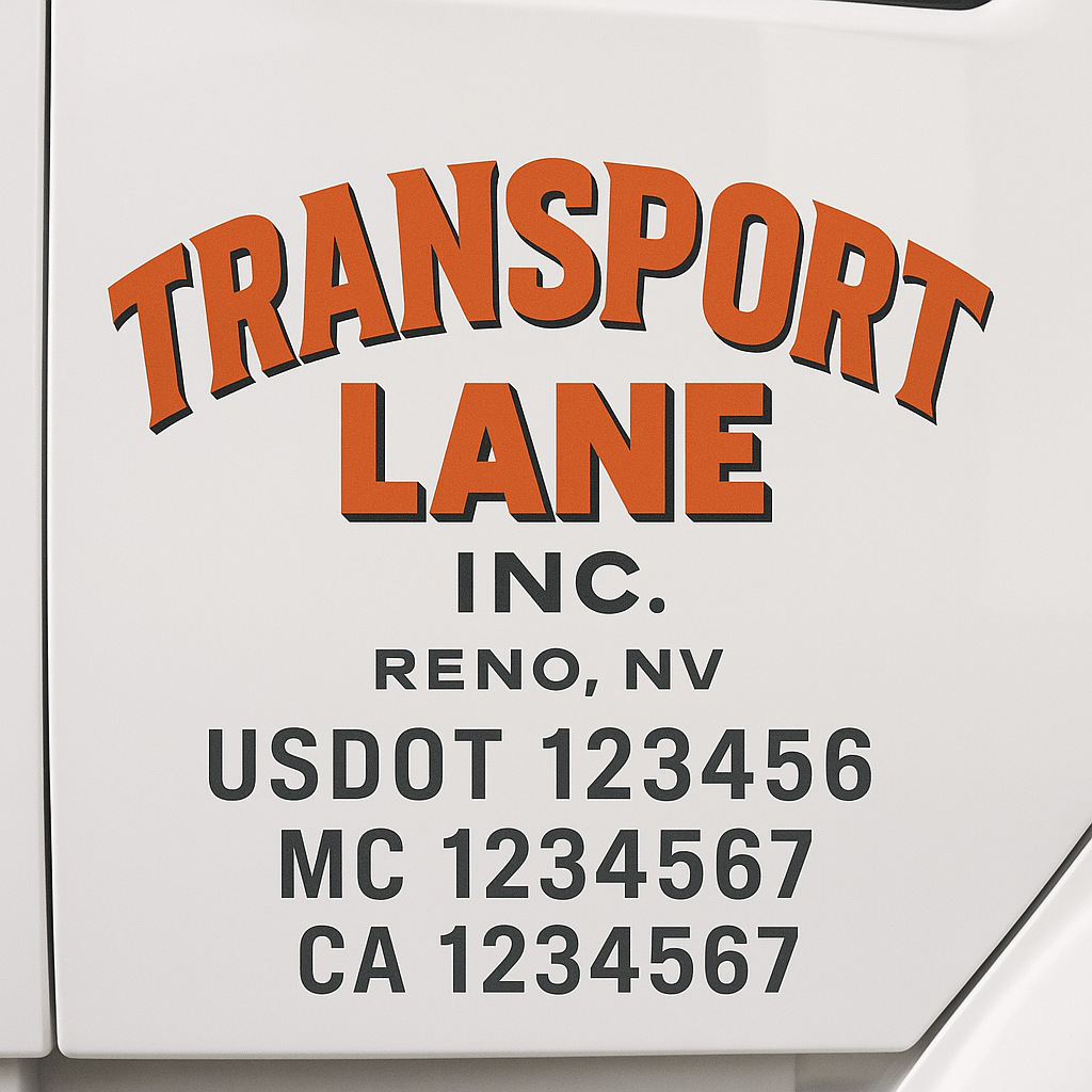 Truck Door Decal Sticker Lettering Signs With Location, USDOT, MC, CA, KYU, VIN, GVW (2-Pack)