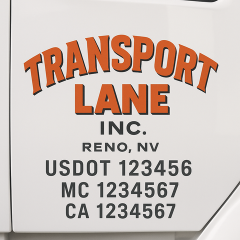 Truck Door Decal Sticker Lettering Signs With Location, USDOT, MC, CA, KYU, VIN, GVW (2-Pack)