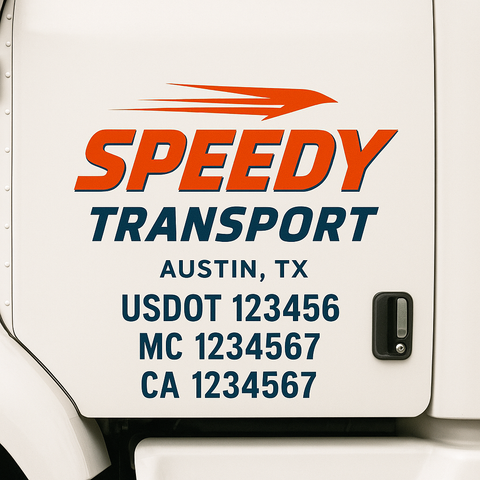 Truck Door Decal Sticker Lettering Signs With Location, USDOT, MC, CA, KYU, VIN, GVW (2-Pack)