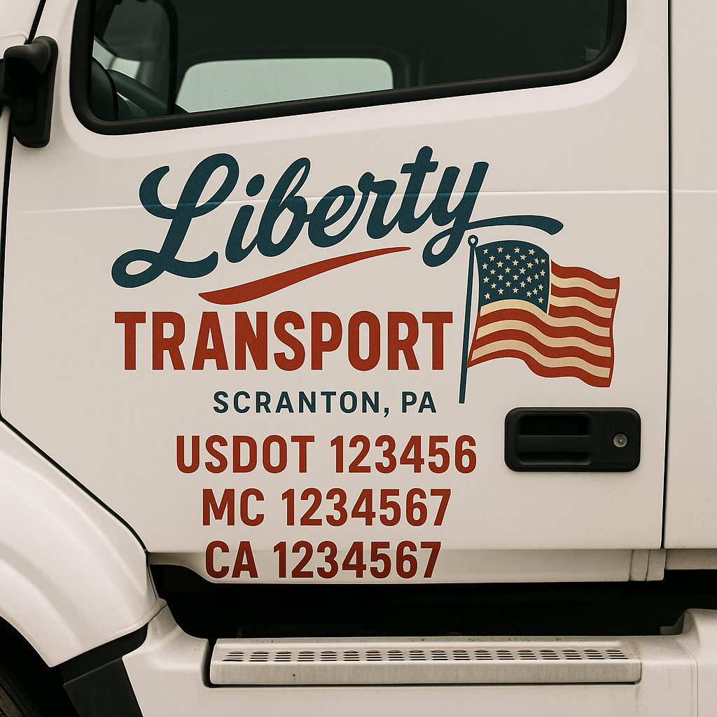 Truck Door Decal Sticker Lettering Signs With Location, USDOT, MC, CA, KYU, VIN, GVW (2-Pack)