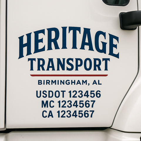 Truck Door Decal Sticker Lettering Signs With Location, USDOT, MC, CA, KYU, VIN, GVW (2-Pack)