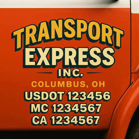 Truck Door Decal Sticker Lettering Signs With Location, USDOT, MC, CA, KYU, VIN, GVW (2-Pack)