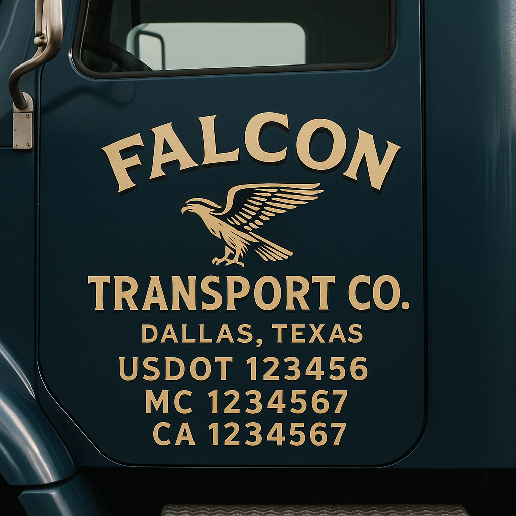 Truck Door Decal Sticker Lettering Signs With Location, USDOT, MC, CA, KYU, VIN, GVW (2-Pack)