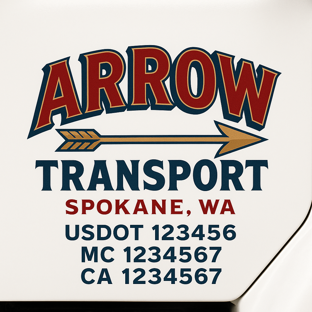 Truck Door Decal Sticker Lettering Signs With Location, USDOT, MC, CA, KYU, VIN, GVW (2-Pack)