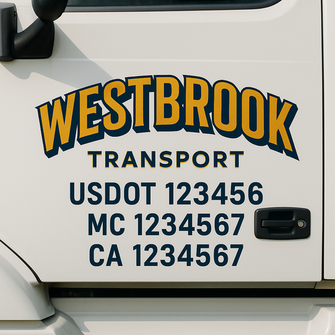 Truck Door Decal Sticker Lettering Signs With Location, USDOT, MC, CA, KYU, VIN, GVW (2-Pack)