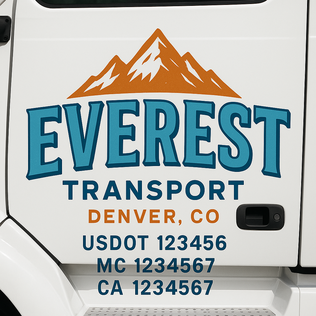 Truck Door Decal Sticker Lettering Signs With Location, USDOT, MC, CA, KYU, VIN, GVW (2-Pack)