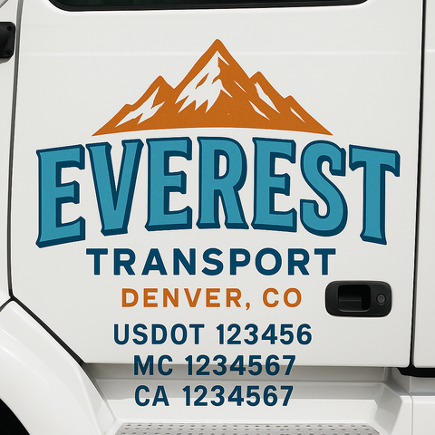 Truck Door Decal Sticker Lettering Signs With Location, USDOT, MC, CA, KYU, VIN, GVW (2-Pack)