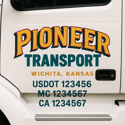 Truck Door Decal Sticker Lettering Signs With Location, USDOT, MC, CA, KYU, VIN, GVW (2-Pack)