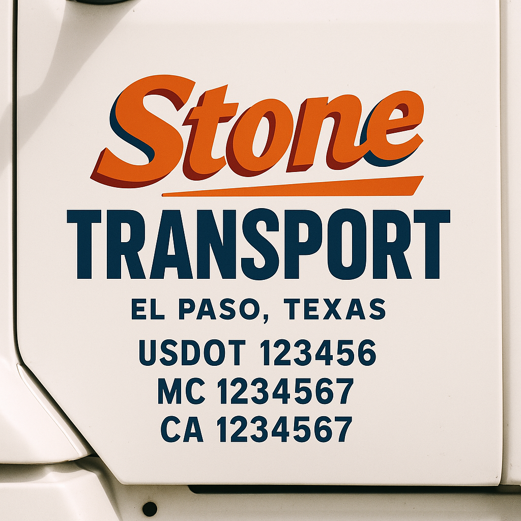 Truck Door Decal Sticker Lettering Signs With Location, USDOT, MC, CA, KYU, VIN, GVW (2-Pack)