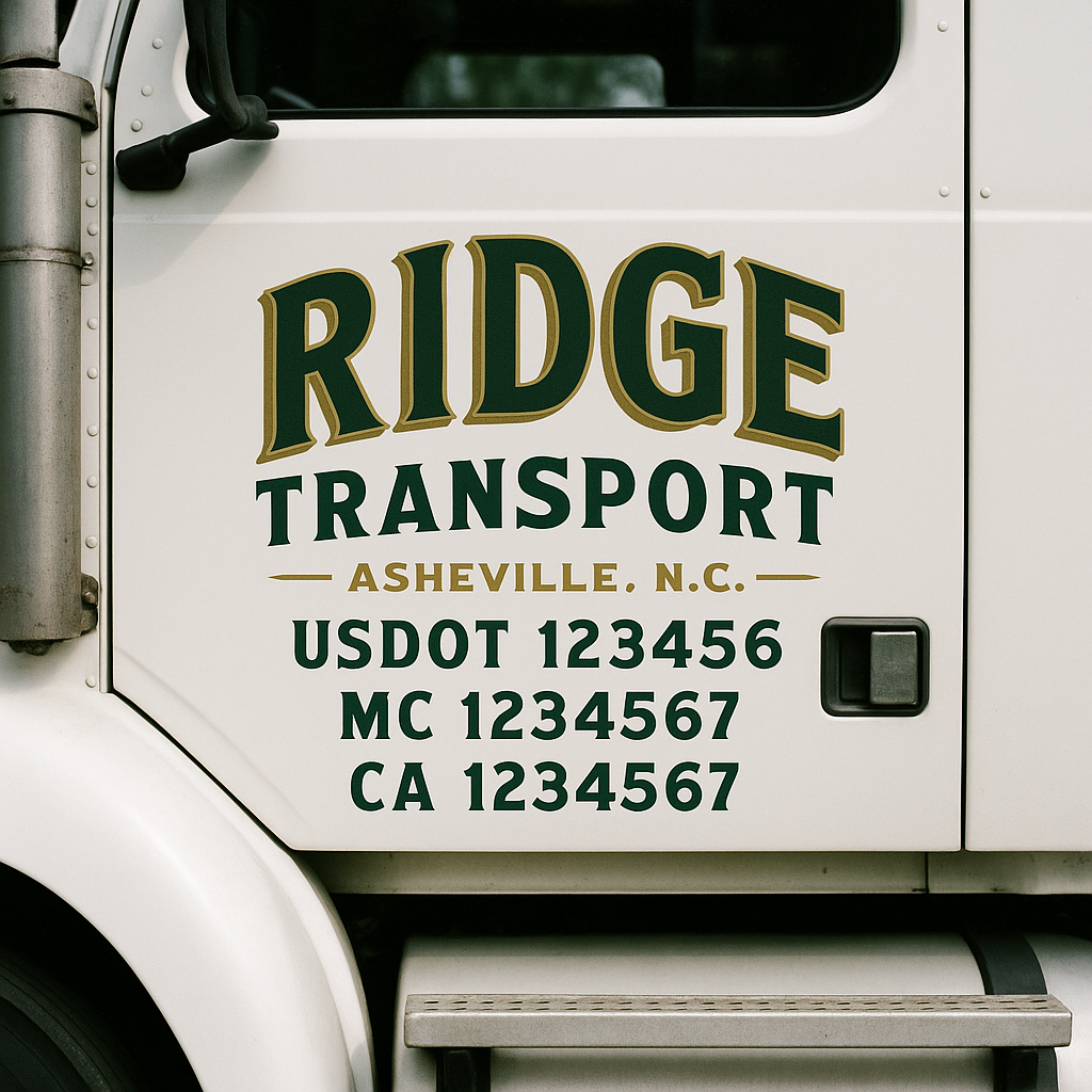 Truck Door Decal Sticker Lettering Signs With Location, USDOT, MC, CA, KYU, VIN, GVW (2-Pack)