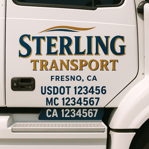 Truck Door Decal Sticker Lettering Signs With Location, USDOT, MC, CA, KYU, VIN, GVW (2-Pack)