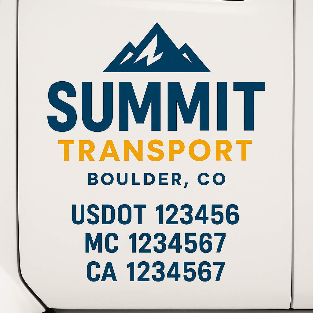 Truck Door Decal Sticker Lettering Signs With Location, USDOT, MC, CA, KYU, VIN, GVW (2-Pack)