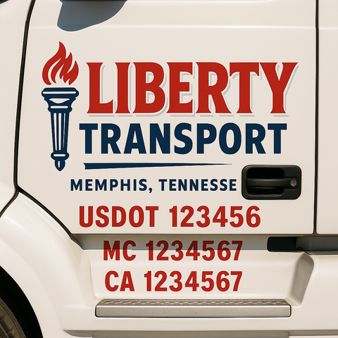 Truck Door Decal Sticker Lettering Signs With Location, USDOT, MC, CA, KYU, VIN, GVW (2-Pack)