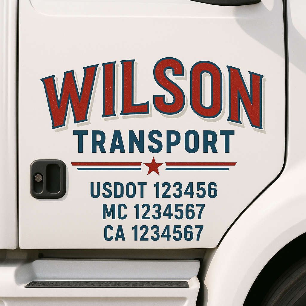 Truck Door Decal Sticker Lettering Signs With Location, USDOT, MC, CA, KYU, VIN, GVW (2-Pack)
