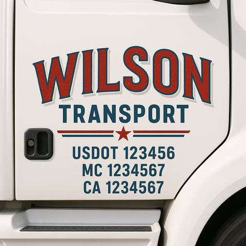 Truck Door Decal Sticker Lettering Signs With Location, USDOT, MC, CA, KYU, VIN, GVW (2-Pack)