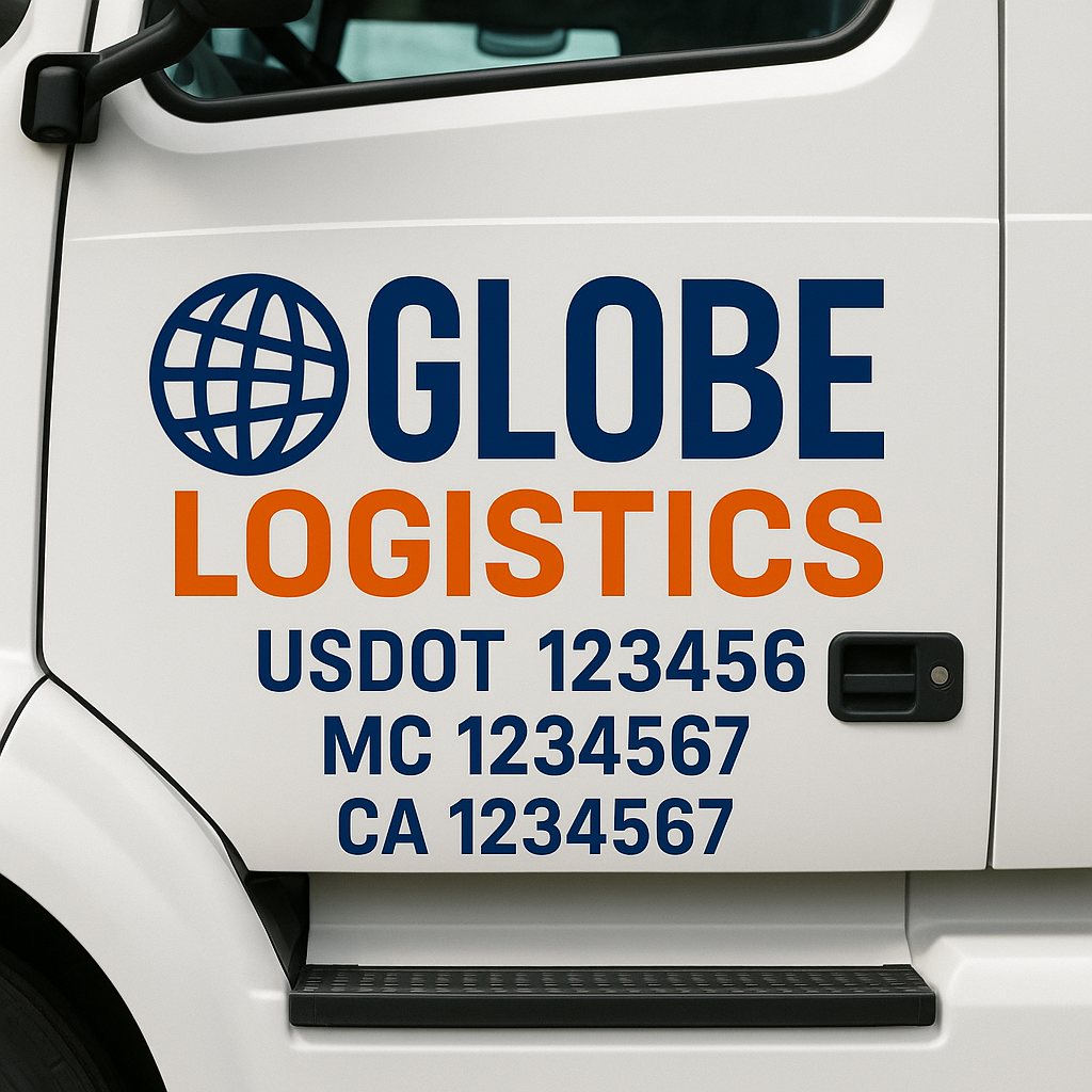 Truck Door Decal Sticker Lettering Signs With Location, USDOT, MC, CA, KYU, VIN, GVW (2-Pack)
