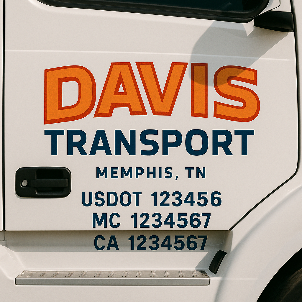 Truck Door Decal Sticker Lettering Signs With Location, USDOT, MC, CA, KYU, VIN, GVW (2-Pack)