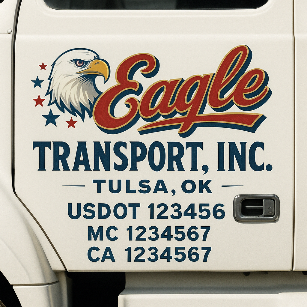 Truck Door Decal Sticker Lettering Signs With Location, USDOT, MC, CA, KYU, VIN, GVW (2-Pack)