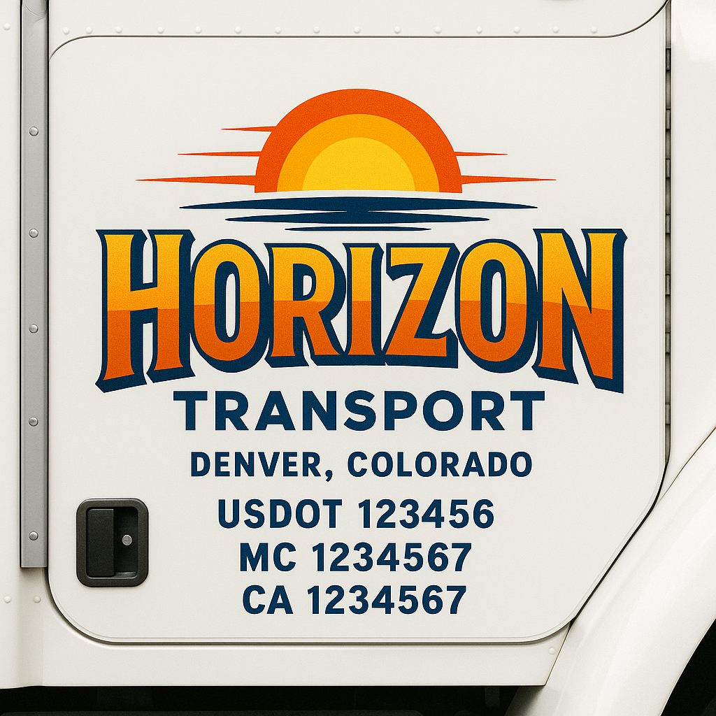 Truck Door Decal Sticker Lettering Signs With Location, USDOT, MC, CA, KYU, VIN, GVW (2-Pack)