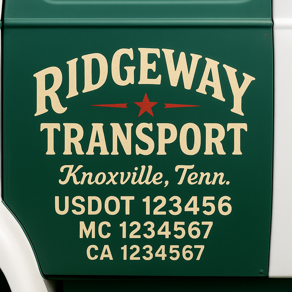 Truck Door Decal Sticker Lettering Signs With Location, USDOT, MC, CA, KYU, VIN, GVW (2-Pack)