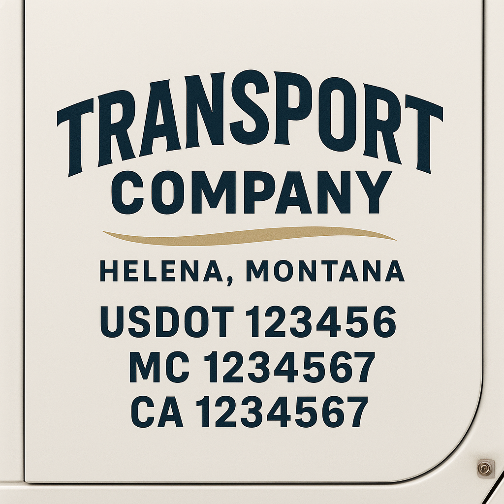 Truck Door Decal Sticker Lettering Signs With Location, USDOT, MC, CA, KYU, VIN, GVW (2-Pack)