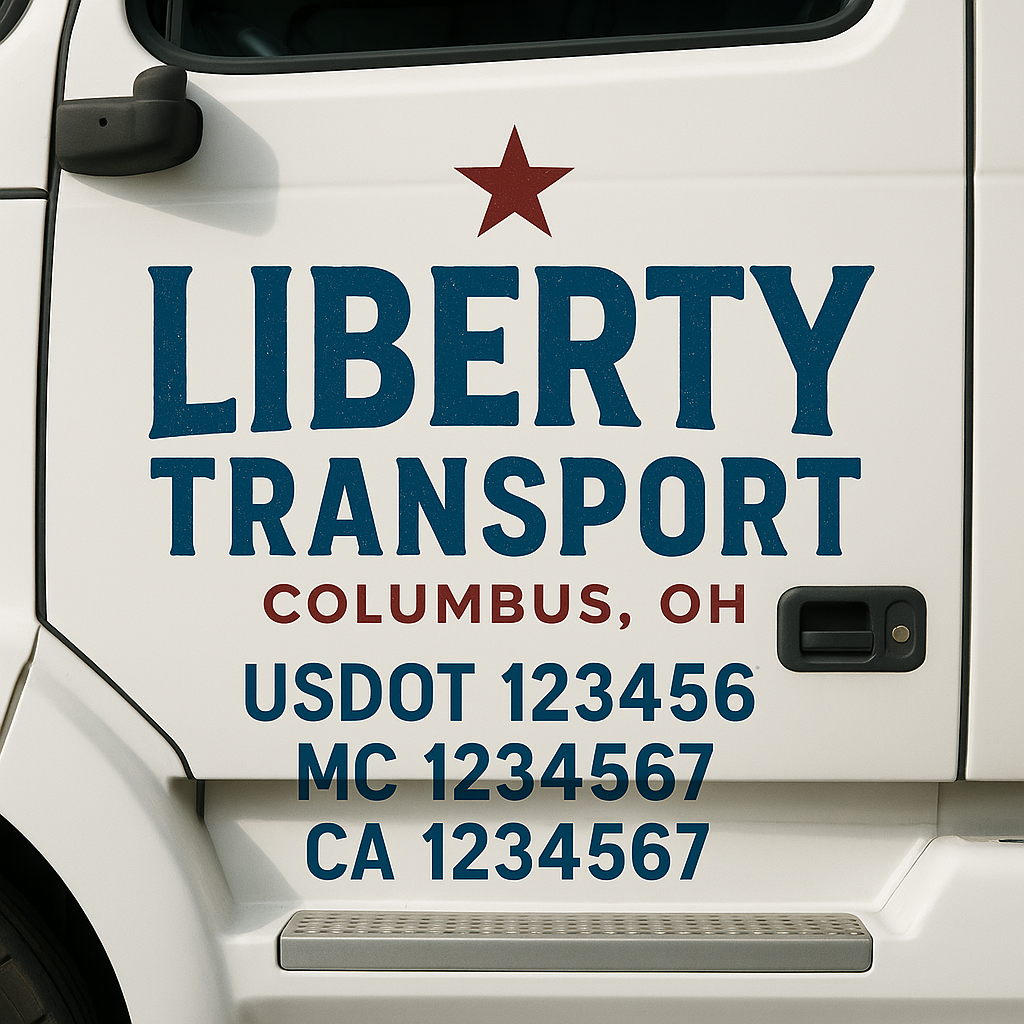 Truck Door Decal Sticker Lettering Signs With Location, USDOT, MC, CA, KYU, VIN, GVW (2-Pack)