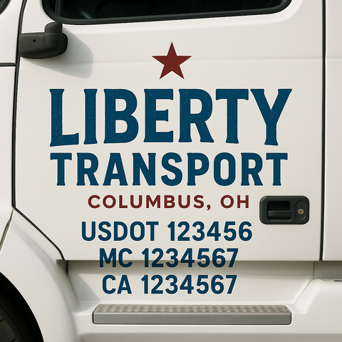 Truck Door Decal Sticker Lettering Signs With Location, USDOT, MC, CA, KYU, VIN, GVW (2-Pack)