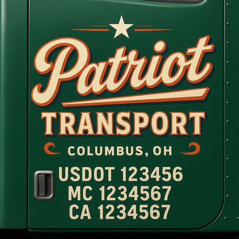 Truck Door Decal Sticker Lettering Signs With Location, USDOT, MC, CA, KYU, VIN, GVW (2-Pack)