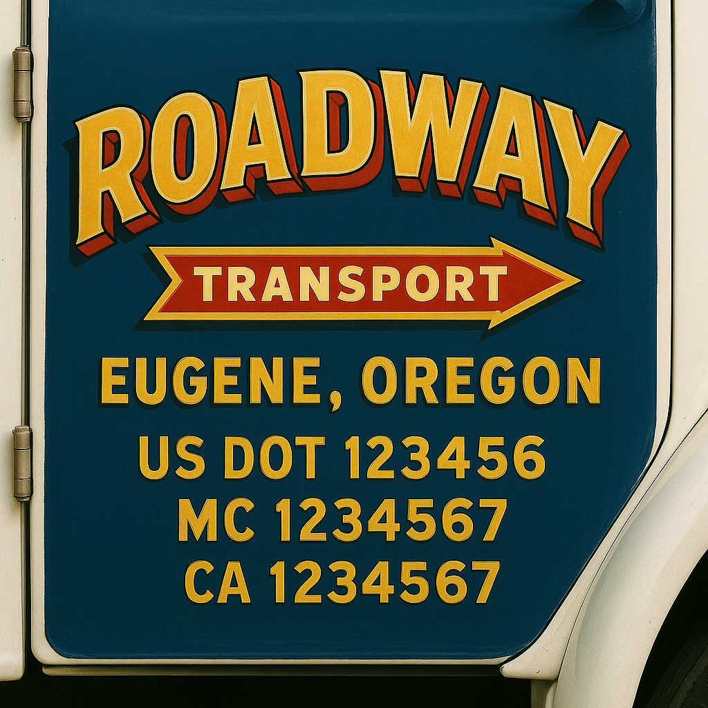 Truck Door Decal Sticker Lettering Signs With Location, USDOT, MC, CA, KYU, VIN, GVW (2-Pack)