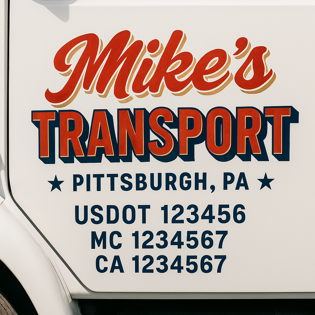 Truck Door Decal Sticker Lettering Signs With Location, USDOT, MC, CA, KYU, VIN, GVW (2-Pack)