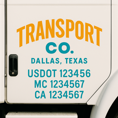 Truck Door Decal Sticker Lettering Signs With Location, USDOT, MC, CA, KYU, VIN, GVW (2-Pack)