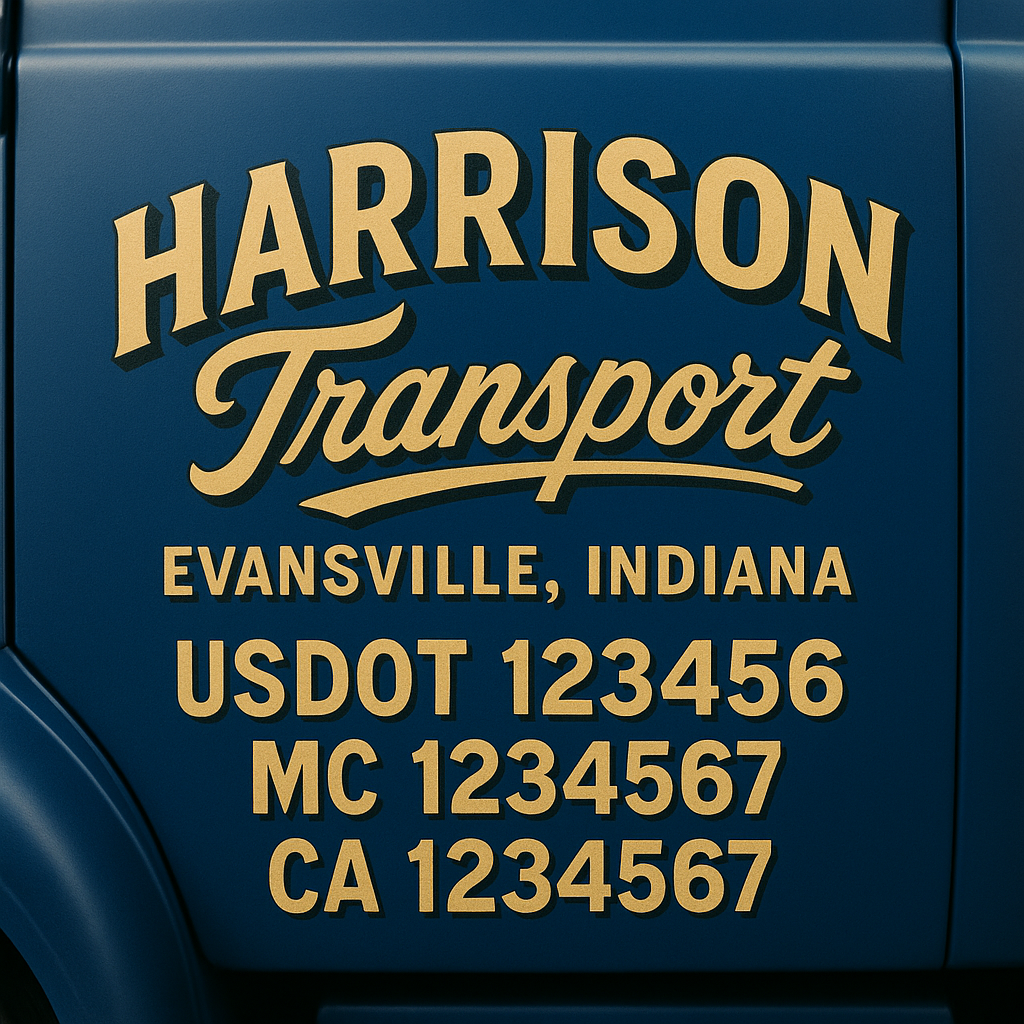 Truck Door Decal Sticker Lettering Signs With Location, USDOT, MC, CA, KYU, VIN, GVW (2-Pack)