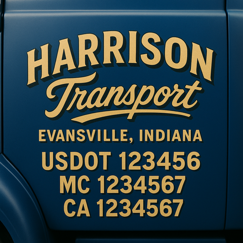 Truck Door Decal Sticker Lettering Signs With Location, USDOT, MC, CA, KYU, VIN, GVW (2-Pack)