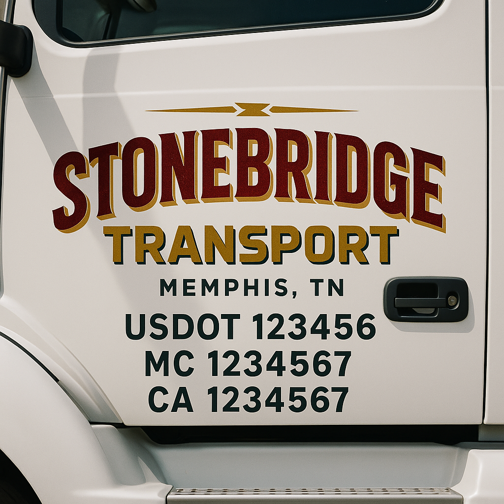 Truck Door Decal Sticker Lettering Signs With Location, USDOT, MC, CA, KYU, VIN, GVW (2-Pack)