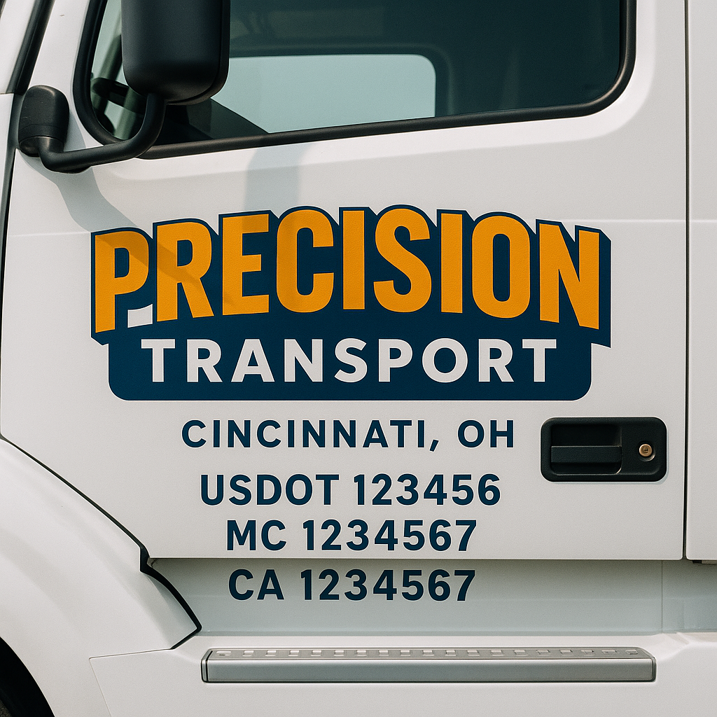 Truck Door Decal Sticker Lettering Signs With Location, USDOT, MC, CA, KYU, VIN, GVW (2-Pack)