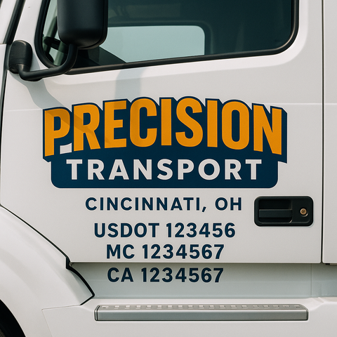 Truck Door Decal Sticker Lettering Signs With Location, USDOT, MC, CA, KYU, VIN, GVW (2-Pack)