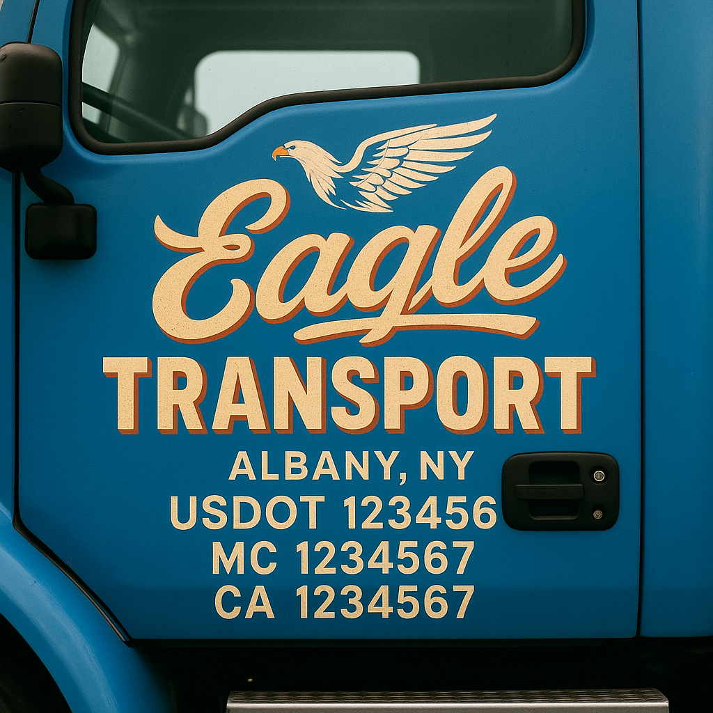 Truck Door Decal Sticker Lettering Signs With Location, USDOT, MC, CA, KYU, VIN, GVW (2-Pack)