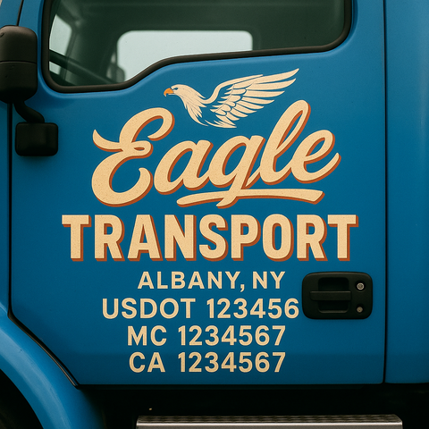 Truck Door Decal Sticker Lettering Signs With Location, USDOT, MC, CA, KYU, VIN, GVW (2-Pack)
