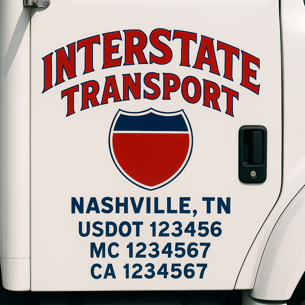 Truck Door Decal Sticker Lettering Signs With Location, USDOT, MC, CA, KYU, VIN, GVW (2-Pack)