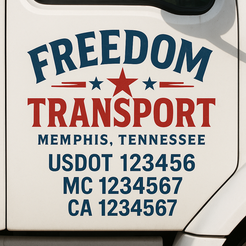 Truck Door Decal Sticker Lettering Signs With Location, USDOT, MC, CA, KYU, VIN, GVW (2-Pack)