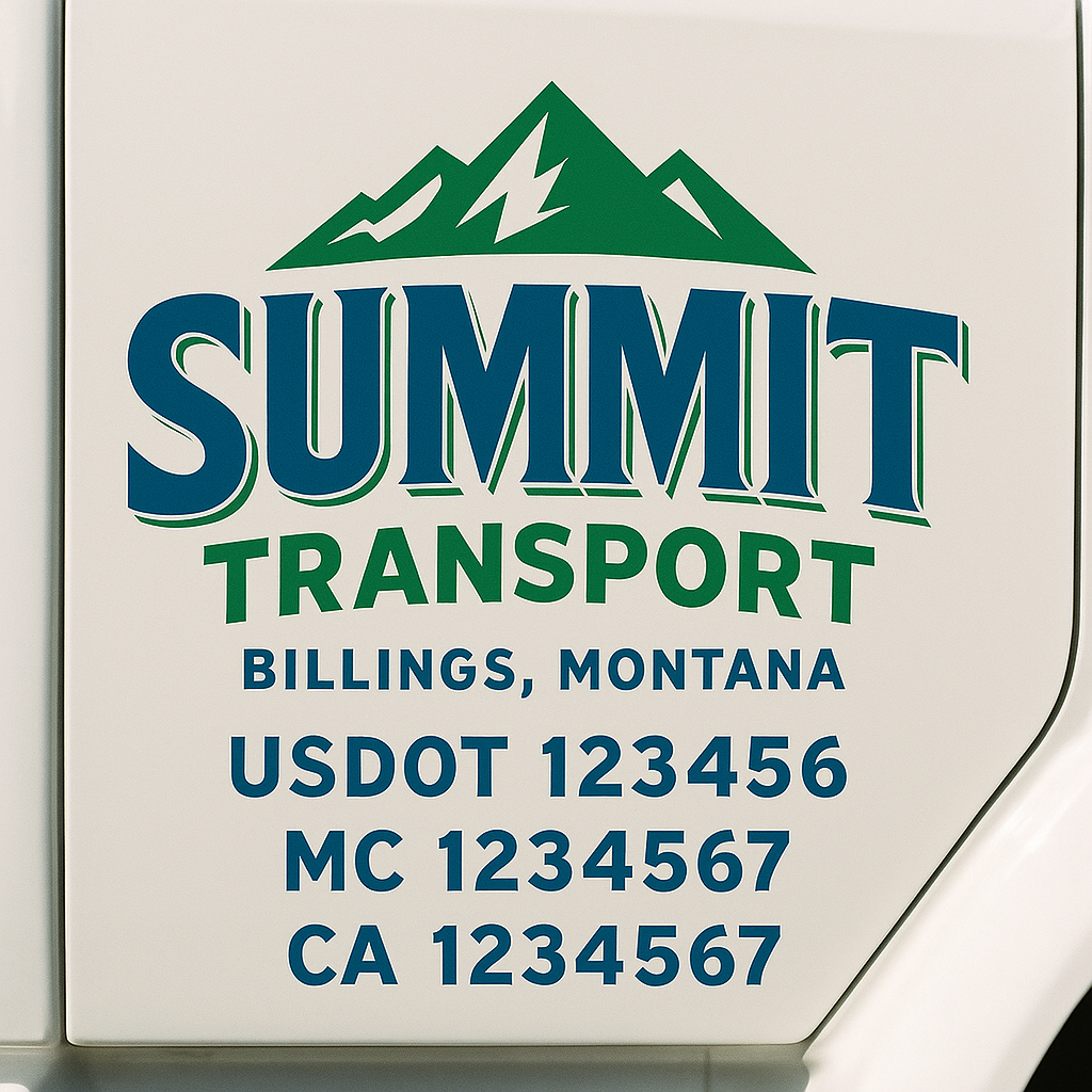 Truck Door Decal Sticker Lettering Signs With Location, USDOT, MC, CA, KYU, VIN, GVW (2-Pack)