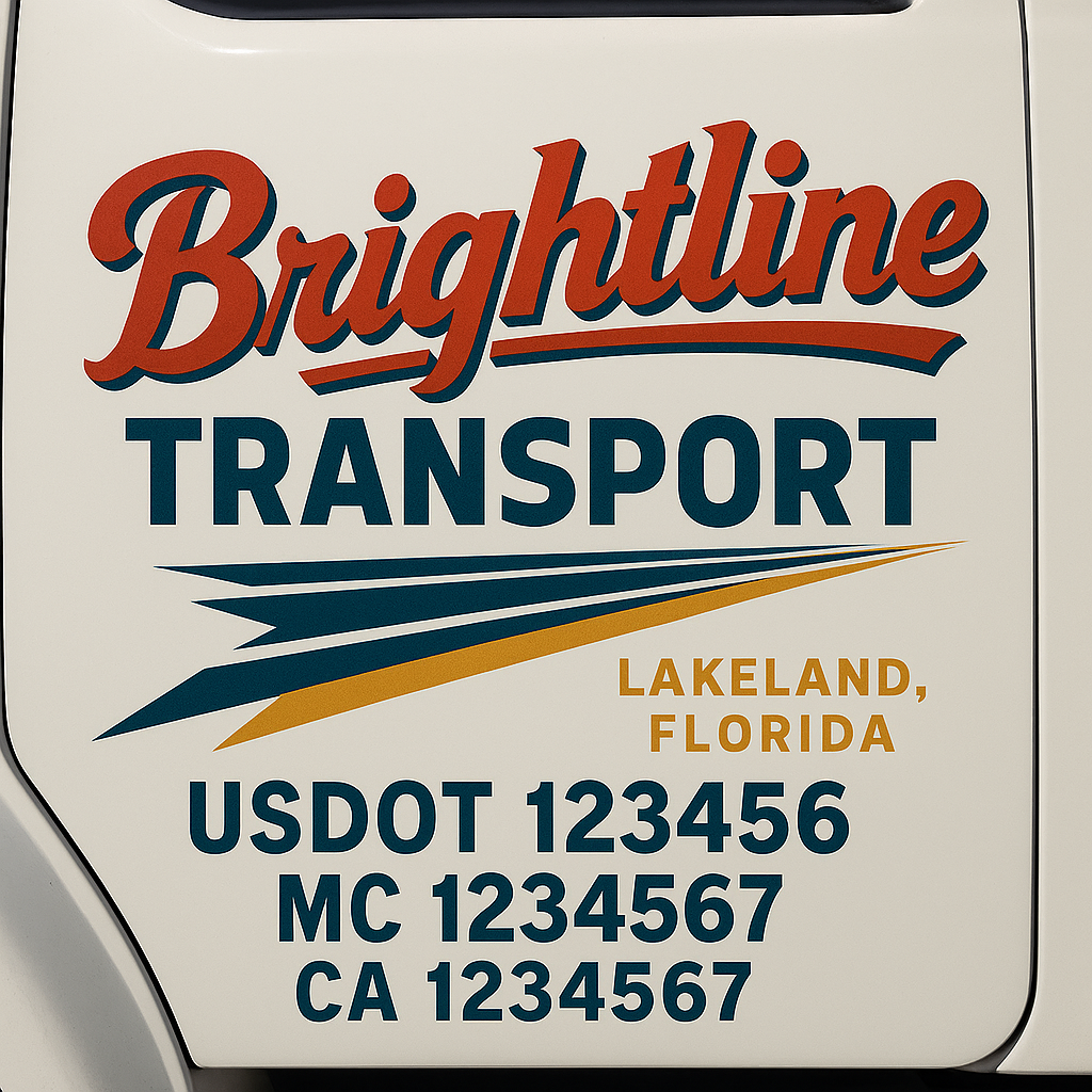 Truck Door Decal Sticker Lettering Signs With Location, USDOT, MC, CA, KYU, VIN, GVW (2-Pack)