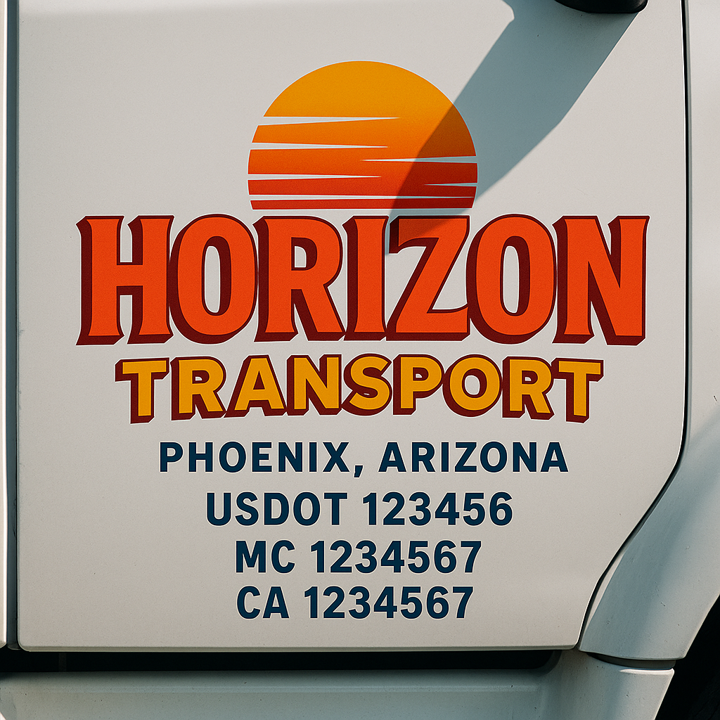 Truck Door Decal Sticker Lettering Signs With Location, USDOT, MC, CA, KYU, VIN, GVW (2-Pack)